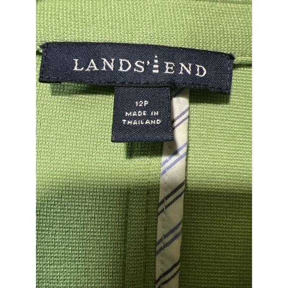 Lands’ End 12 Petite Lime Green Chartreuse Stretch Knit Blazer Jacket 12p Button - Picture 3 of 7